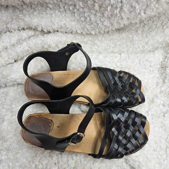 Troentorp Beacon Black Leather Clog Sandals sz 37 - Picture 3 of 7